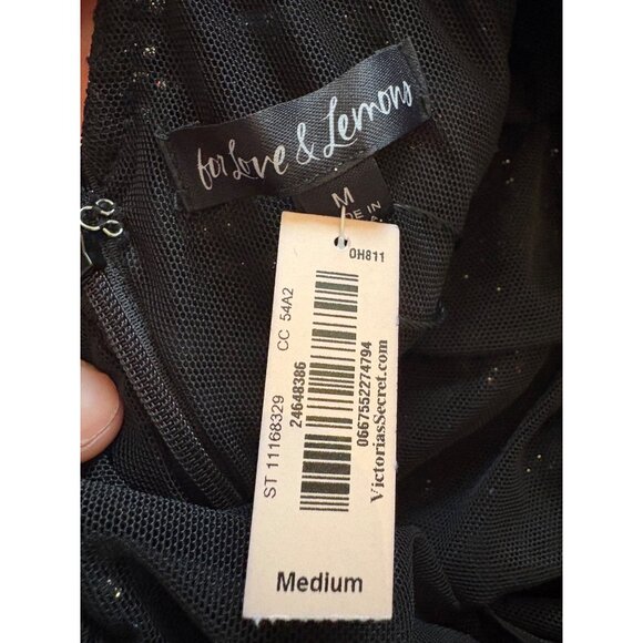 For Love & Lemons × Victoria’s Secret Glitter Ruched Mini Dress Black Medium NWT - Picture 10 of 15